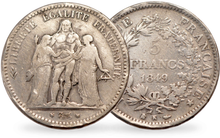 La monnaie de 5 Francs en argent massif «Hercule IIème République»
